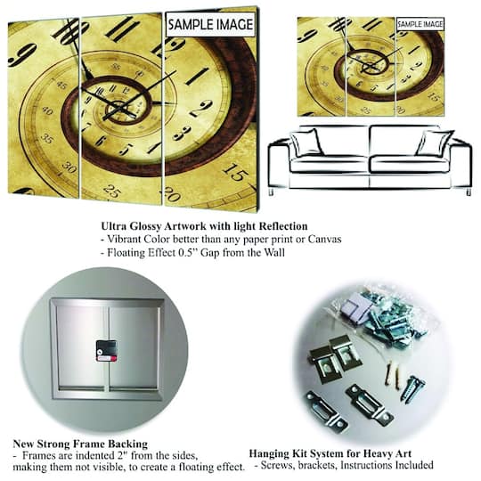 Designart My French Garden Traditional 3 Panel Wall Clock